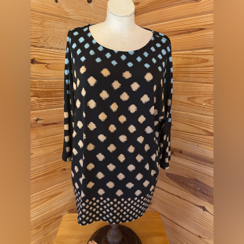 Chico's Black and Blue Patterned Top